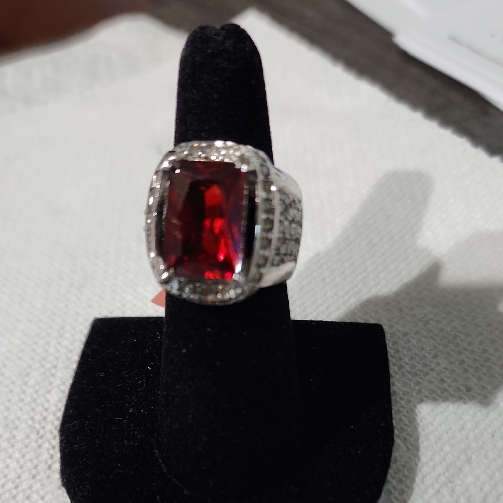 Radiant Ruby Gemstone Silver Ring